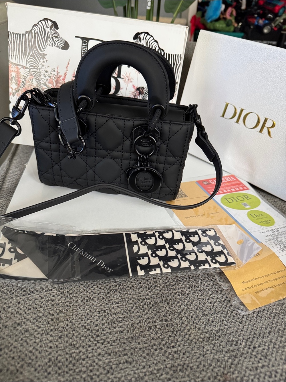 Dior Black Quilted Mini Lady Tote with Charm - Picture 8 of 8
